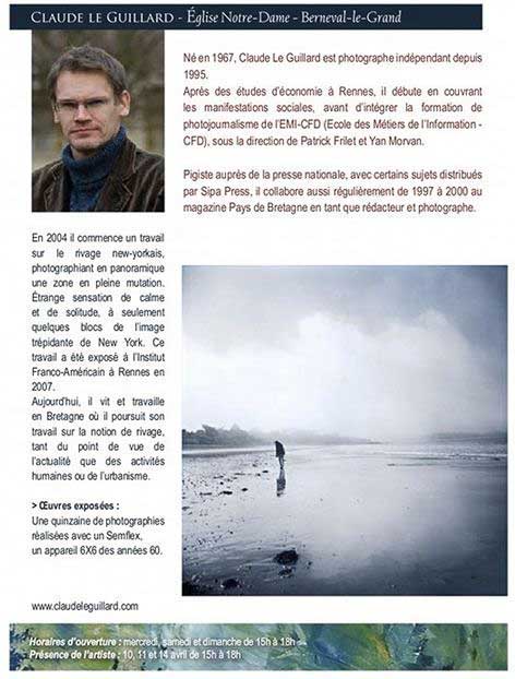 Rivages de la Bretagne au Nord-Pas-de-Calais, exposition photos de claude le guillard, dans le cadre du festival Courant d'Art